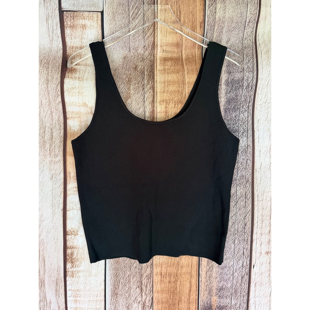 Vince Sleeveless Knit Tank Top‎ Black Italian Yarn Luxury Basics Size Large NWT